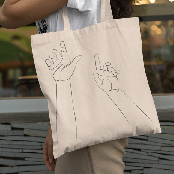 Outfit Bits Handbags - Hands Sketch Minimalist Line Art Tote
